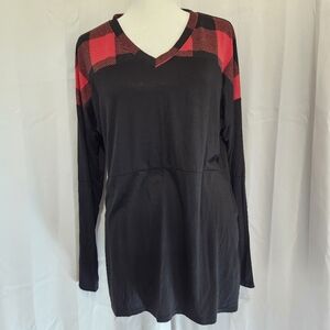 Celeste Buffalo Plaid Accent Black Top